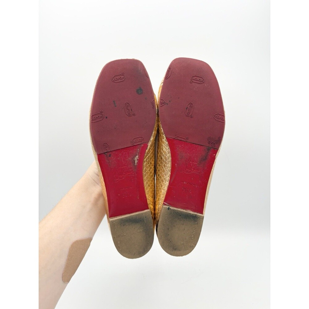 Christian Louboutin Gold Leather Square Toe Rosella Ballet Flats Size EU 36.5 - Picture 11 of 15